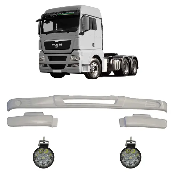 Spoiler Parachoque Caminhão MAN TGX c/ 2 Farois LED