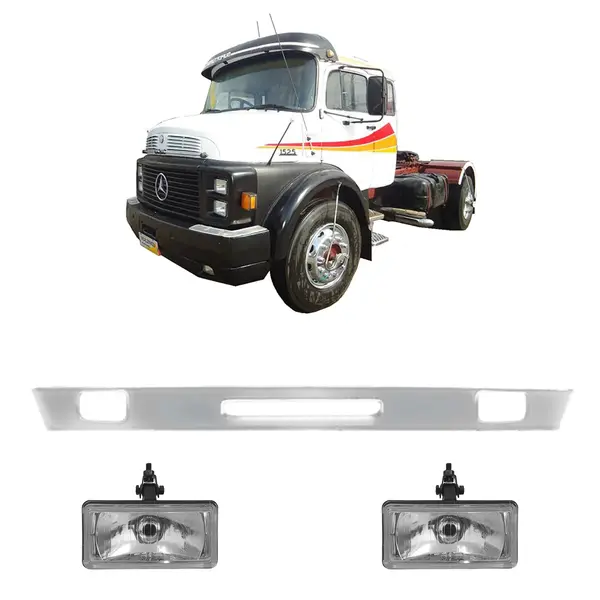 Spoiler Parachoque Caminhão MB 1519 1525 c/ 2 Farois Milha