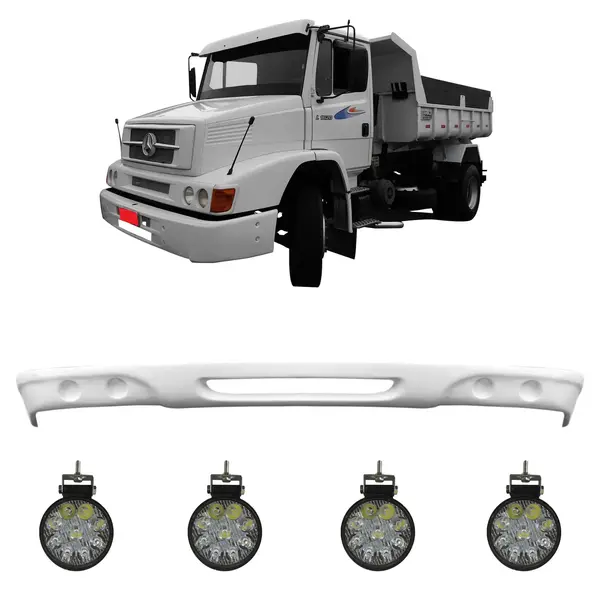 Spoiler Parachoque Caminhão MB 1620 Slim Mod 1938 c/ 4 Farois LED