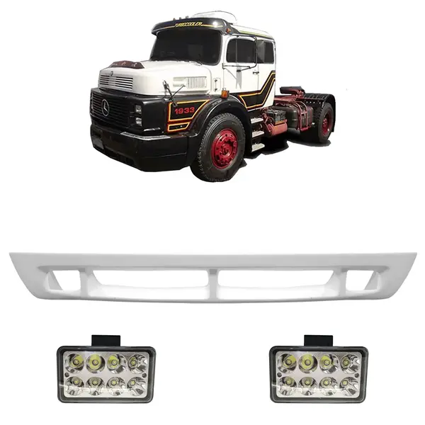 Spoiler Parachoque Caminhão MB 1932 1933 1934 c/ 2 Farois LED