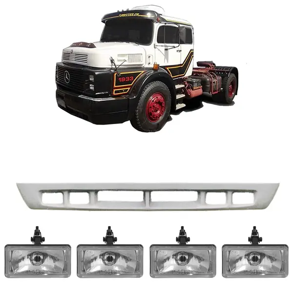 Spoiler Parachoque Caminhão MB 1932 1933 1934 c/ 4 Farois Milha