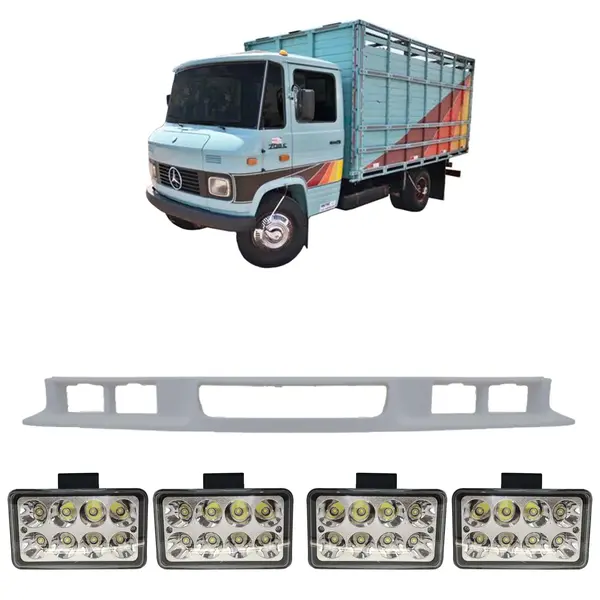Spoiler Parachoque Caminhão MB 608 708 c/ 4 Farois LED