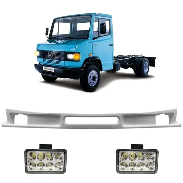 Spoiler Parachoque Caminhão MB 709 710 912 914 c/ 2 Farois LED
