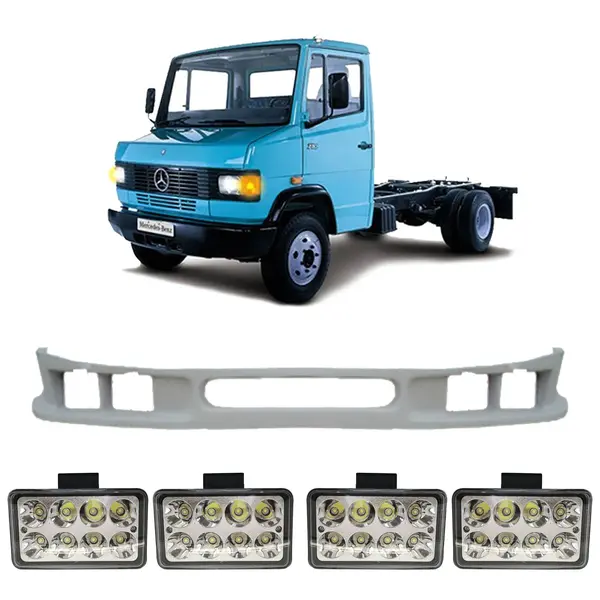Spoiler Parachoque Caminhão MB 709 710 912 914 c/ 4 Farois LED
