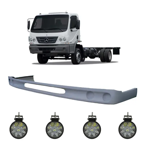 Spoiler Parachoque Caminhão MB Accelo 715C 915 915C c/ 4 Farois LED