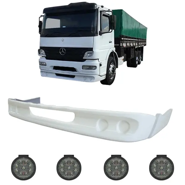 Spoiler Parachoque Caminhão MB Atego 2008 a 2011 c/ 4 Farois LED
