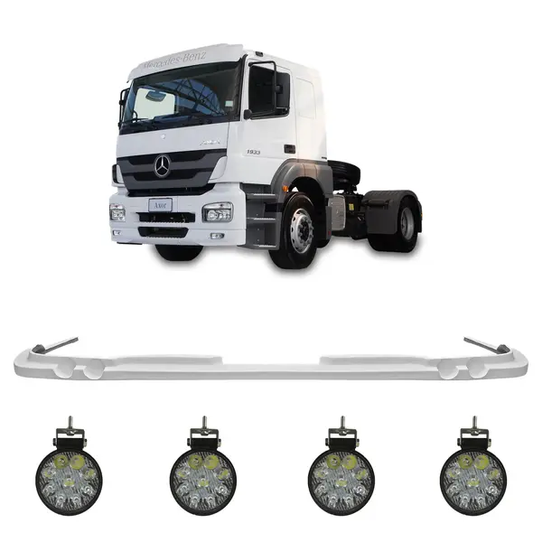 Spoiler Parachoque Caminhão MB Axor 1933 2533 c/ 4 Farois LED