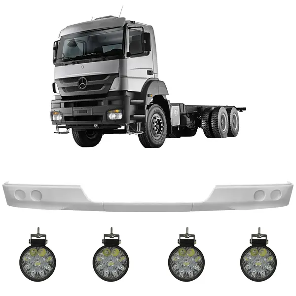 Spoiler Parachoque Caminhão MB Axor 2533 3131 3344 Canavieiro 4/ Farois c/ 4 Farois LED