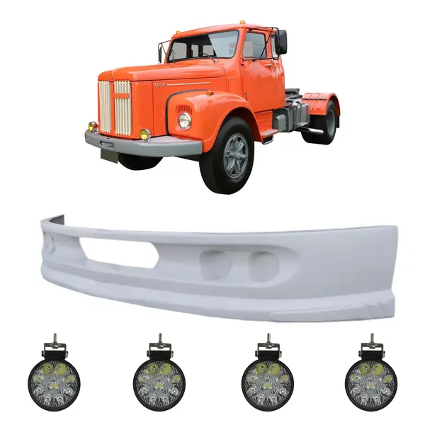 Spoiler Parachoque Caminhão Sc 111 Jacare c/ 4 Farois LED