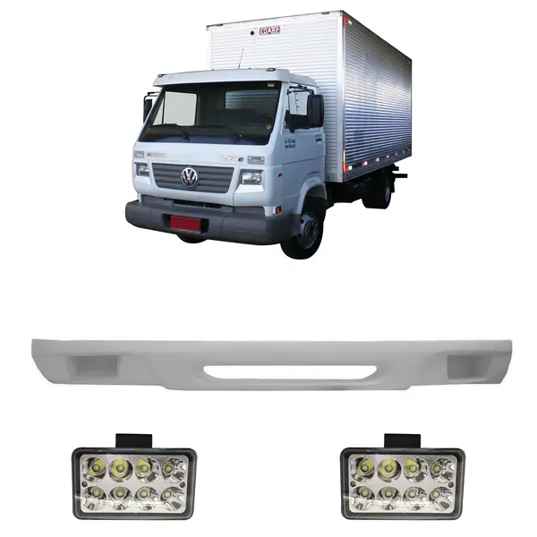 Spoiler Parachoque Caminhão VW Worker 8.120 8.150 c/ 2 Farois LED