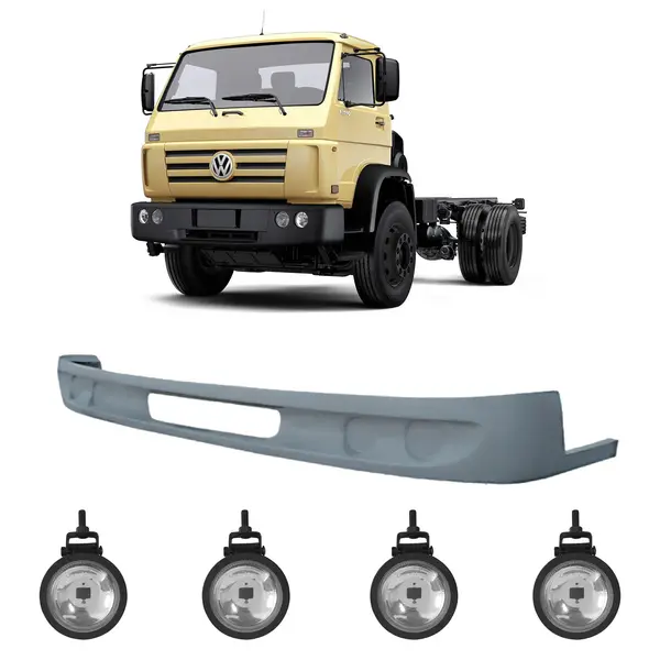 Spoiler Parachoque Caminhão VW Worker Titan Fino c/ 4 Farois Milha