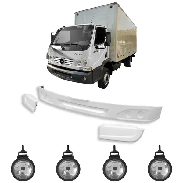 Spoiler Parachoque para Caminhão MB Accelo 715 815 915 1016 com 4 Faróis Milha