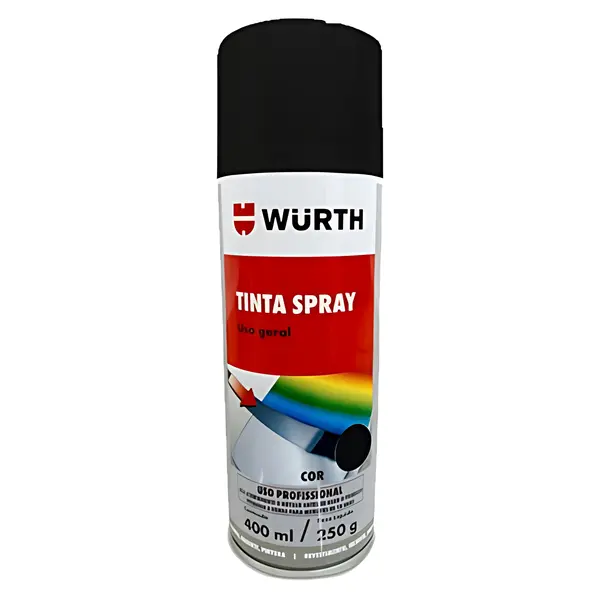 Tinta Spray Acrilica Preto Fosco Wurth 400ML — 08933331