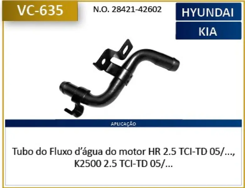 Tubo Agua Motor para Hyundai Hr para Kia K2500 — 28421-42602