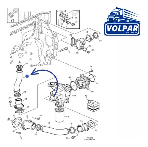 Tubo Bomba Agua para Volvo FH12 NH12 — 8170319