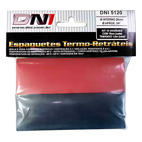 Tubo Termoretratil 20MM 3/4 KIT 10 Tiras Color — DNI5120