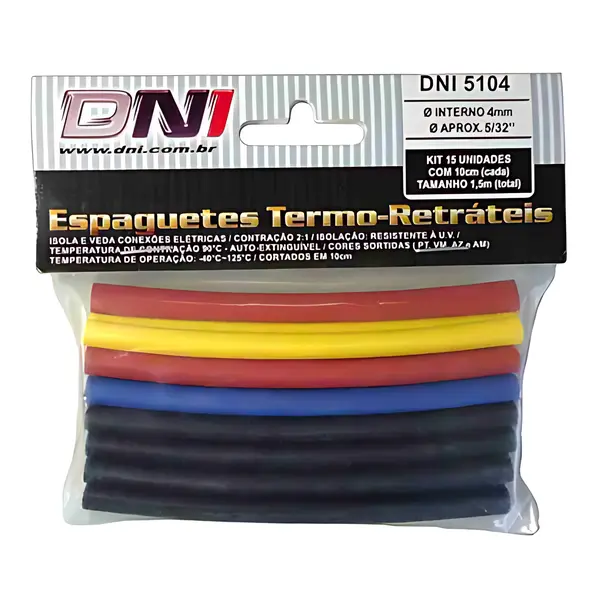 Tubo Termoretratil 4MM 5/32 Sortido KIT 15 UN — DNI5104