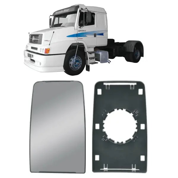 Vidro Espelho Retrovisor Plano MB 1634 1938 2638 1635 com Base Original